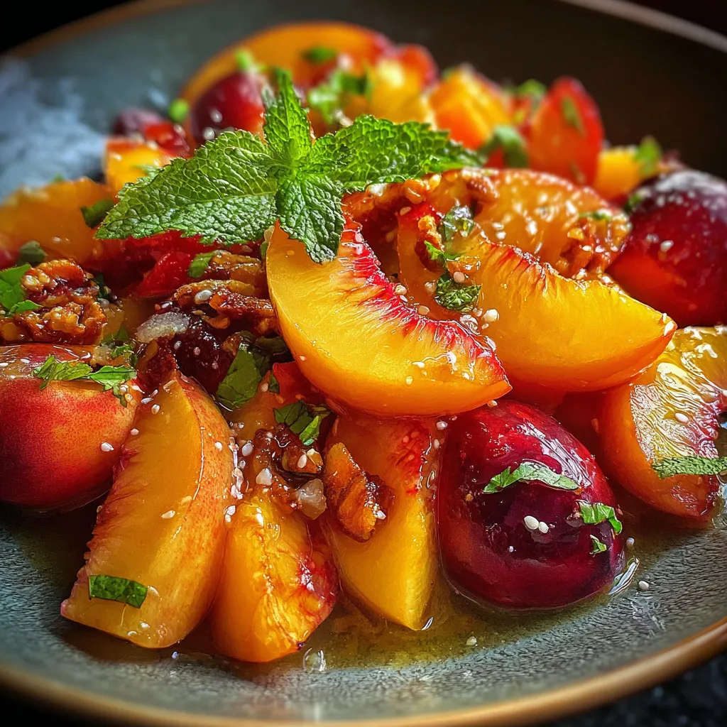 Ultimate Summer Peach Fruit Salad with Honey Mint Dressing and Fresh Berries - tertiary view